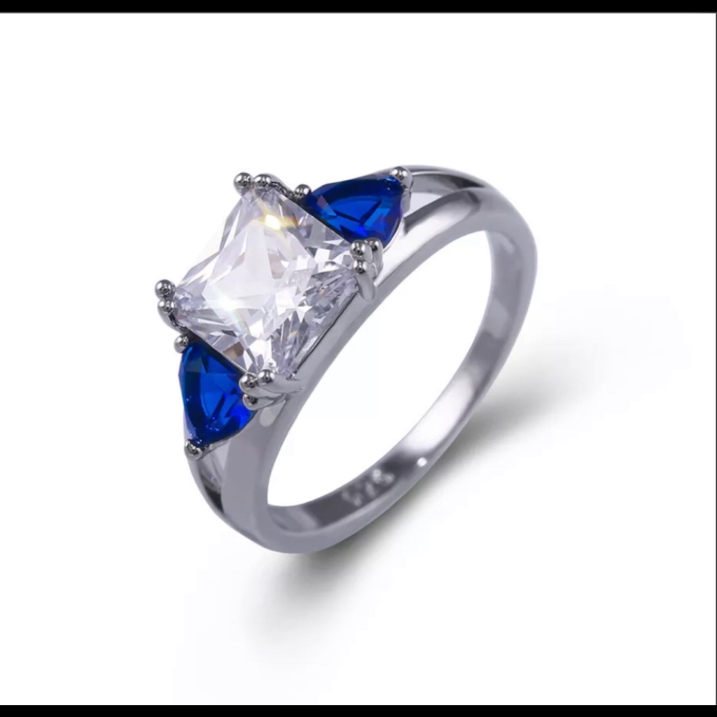 Gorgeous Princess Cut Cubic Zirconia 925 Silver Filled Women Jewelry Size Ring 8